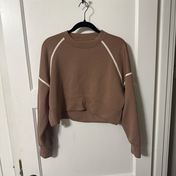 YPB Sweaters - YPB by Abercrombie Brown and Cream Cropped Sweatshirt